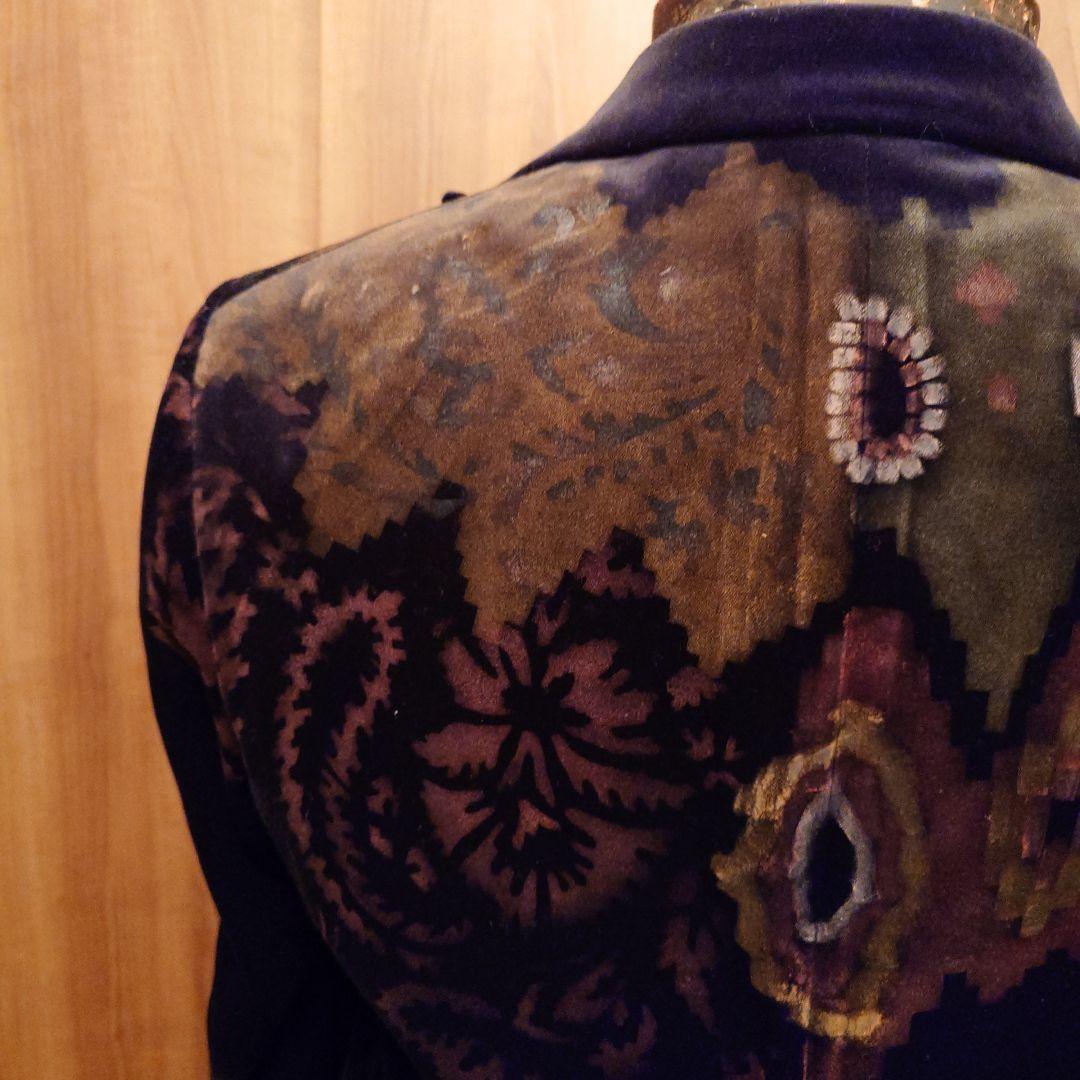 エトロ48.ETRO48.花柄ペイント. ベルベット テーラードジャケット.