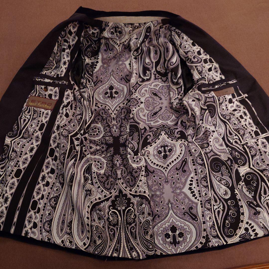 エトロ48.ETRO48.花柄ペイント. ベルベット テーラードジャケット.