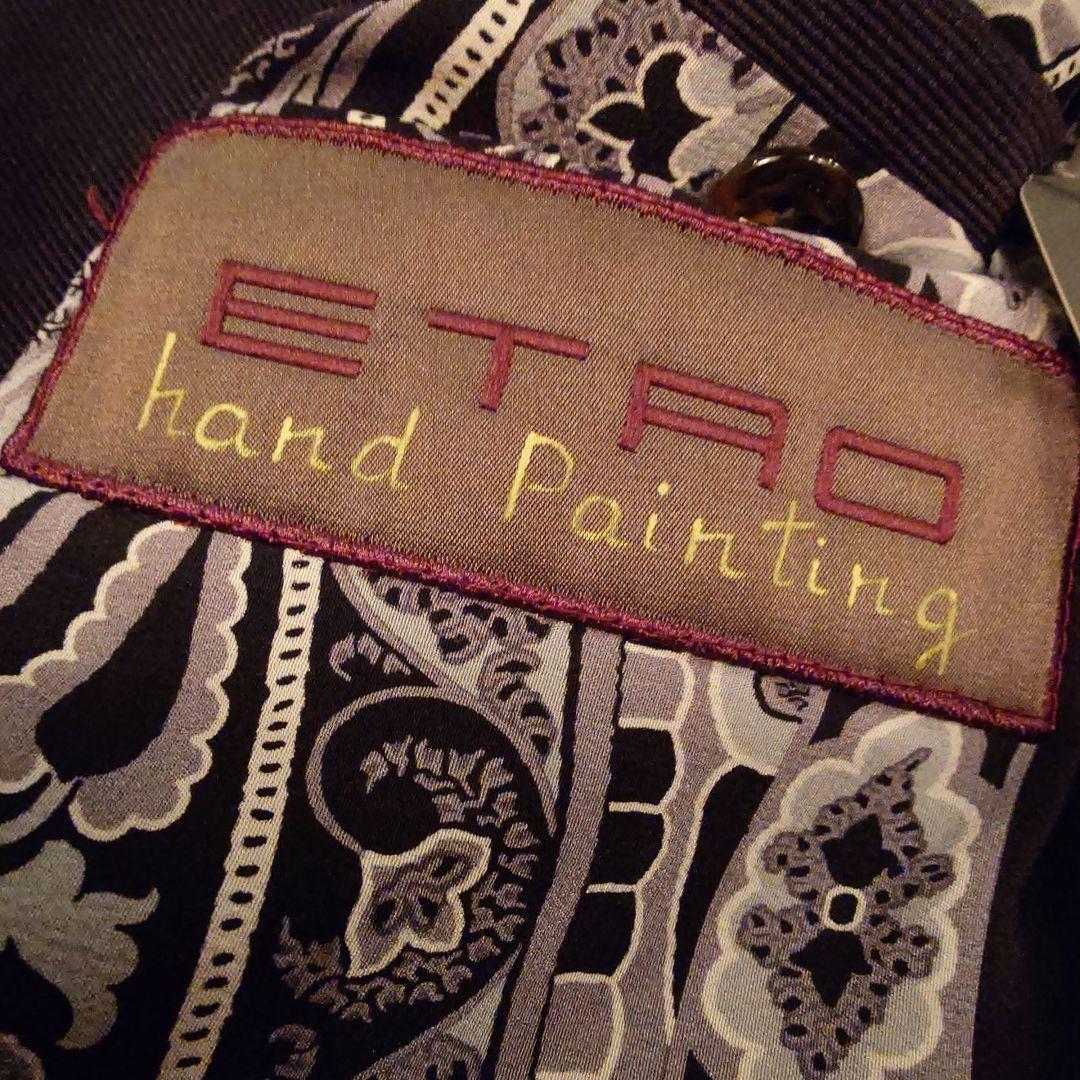 エトロ48.ETRO48.花柄ペイント. ベルベット テーラードジャケット.