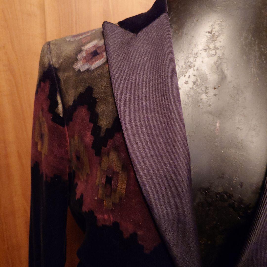 エトロ48.ETRO48.花柄ペイント. ベルベット テーラードジャケット.