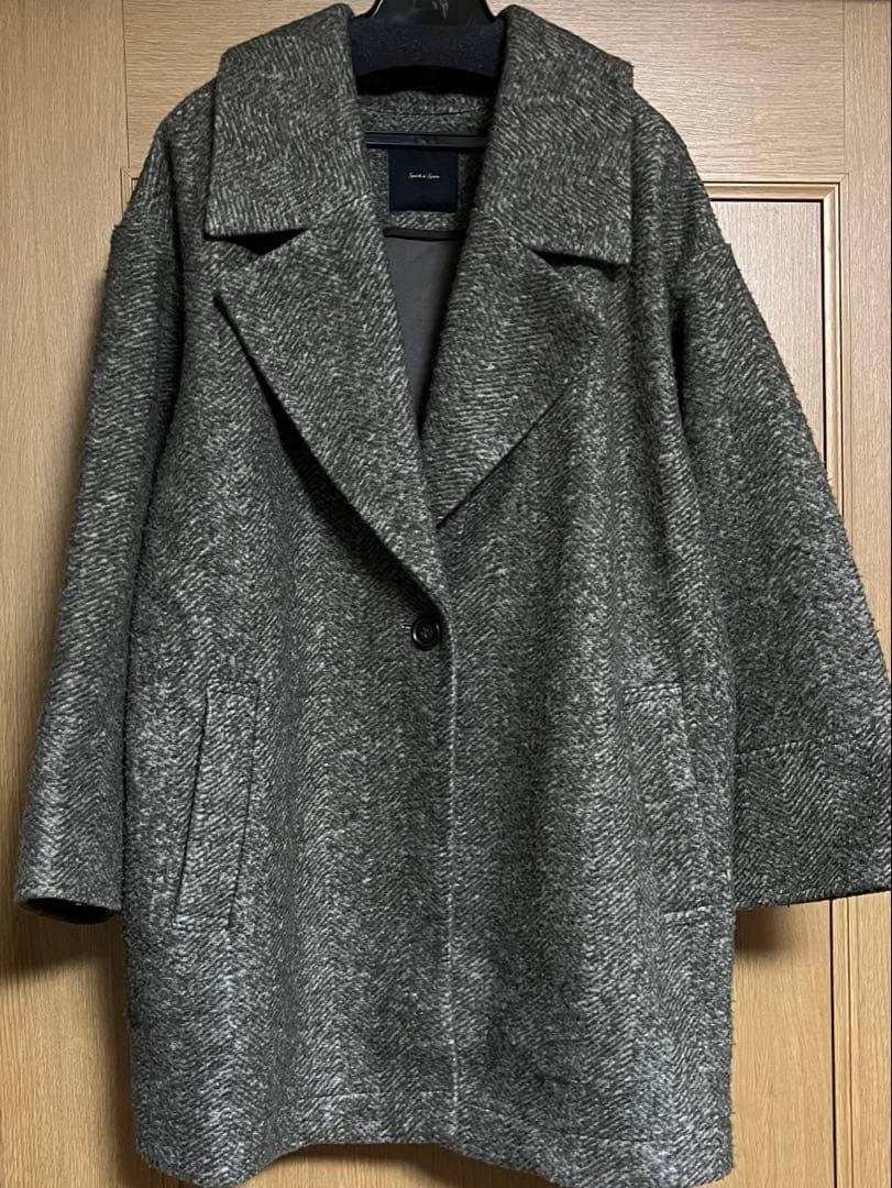 Spick & Span　Wスライバーヘリンボーン ミドルコート　サイズ36