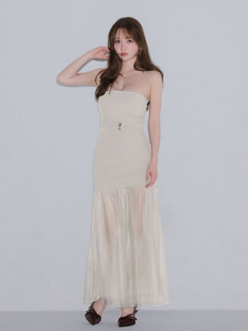 3489 アイボリーM ローブドフルールグロッシーAngelR キャバドレス