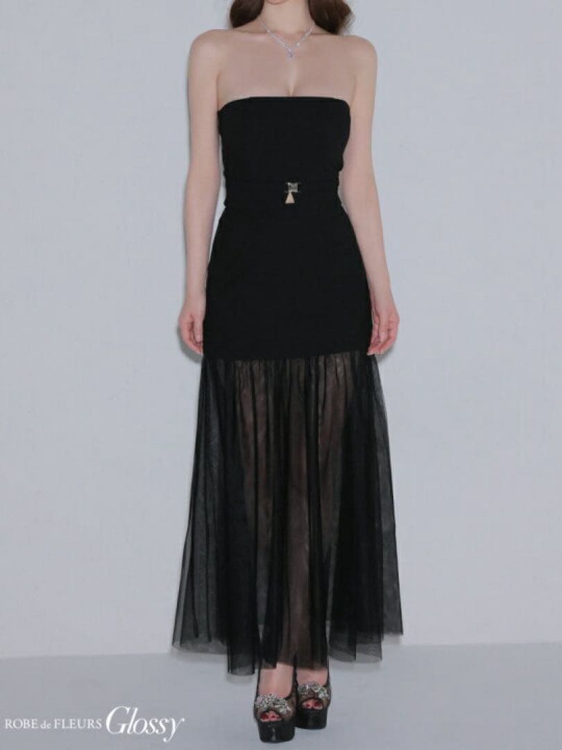 3489 アイボリーM ローブドフルールグロッシーAngelR キャバドレス