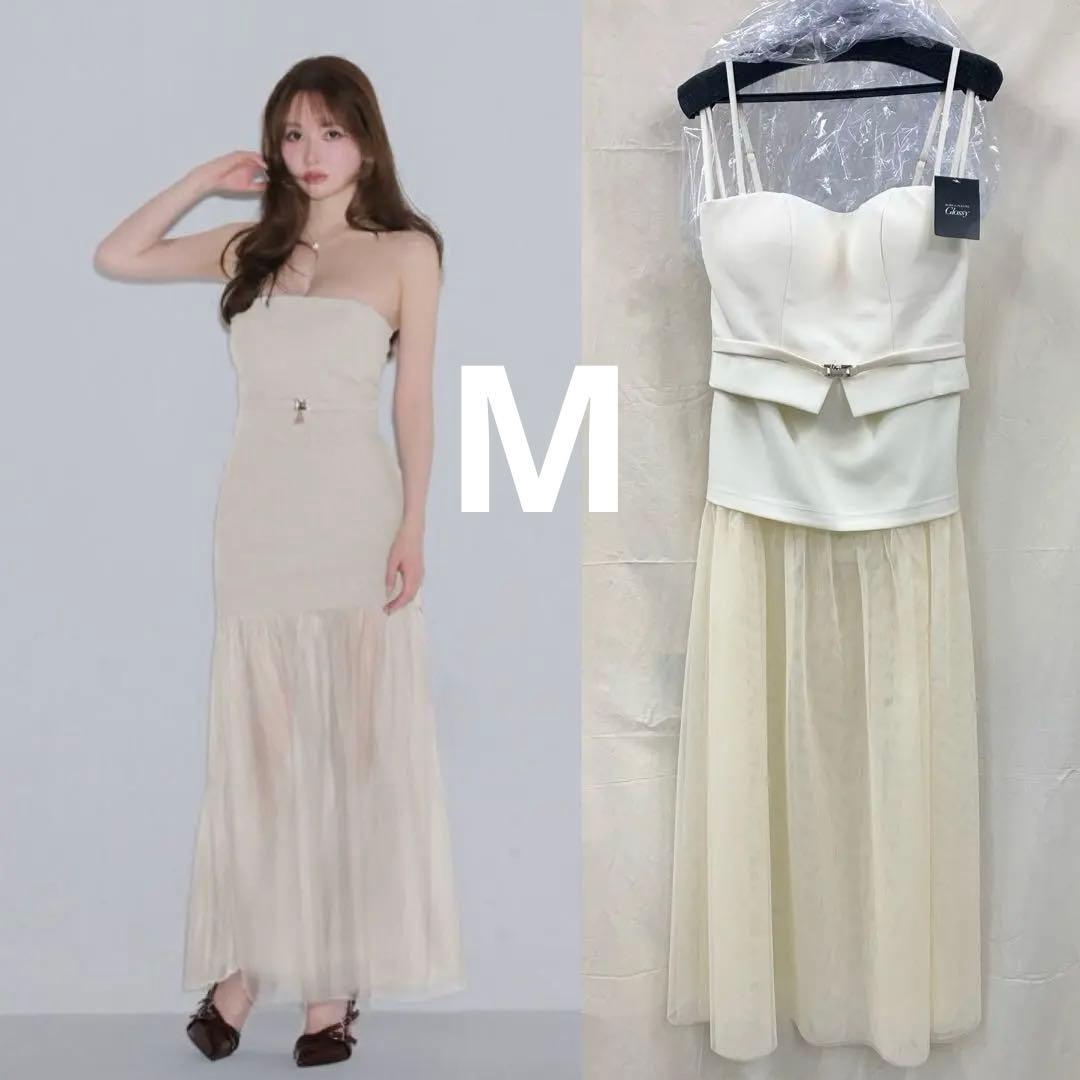 3489 アイボリーM ローブドフルールグロッシーAngelR キャバドレス