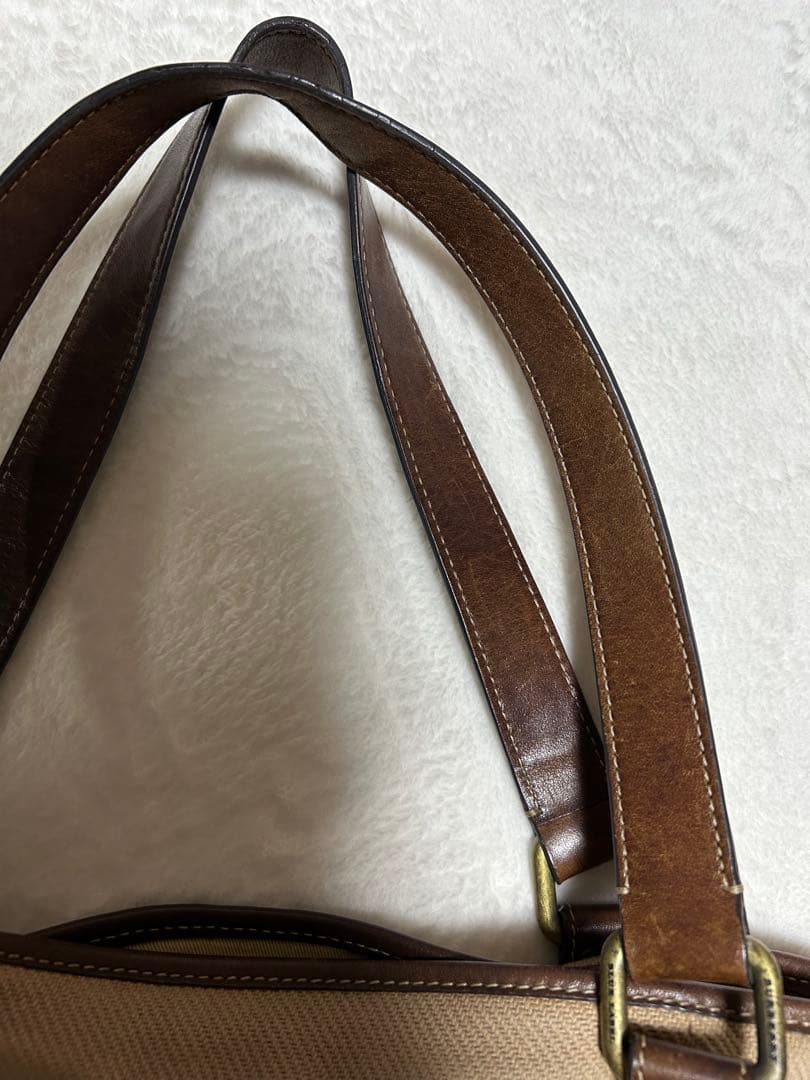 バーバリー ブルーレーベル トートバッグ　ベージュ　キャンバス　牛革