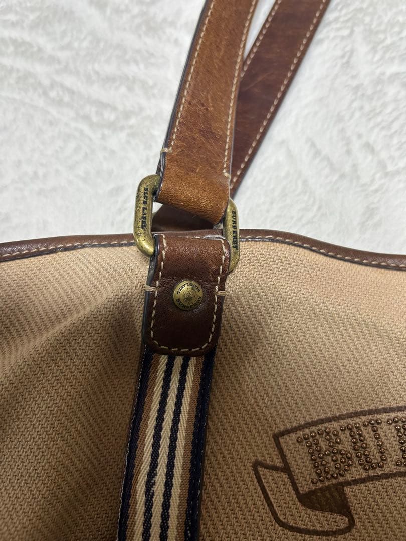 バーバリー ブルーレーベル トートバッグ　ベージュ　キャンバス　牛革