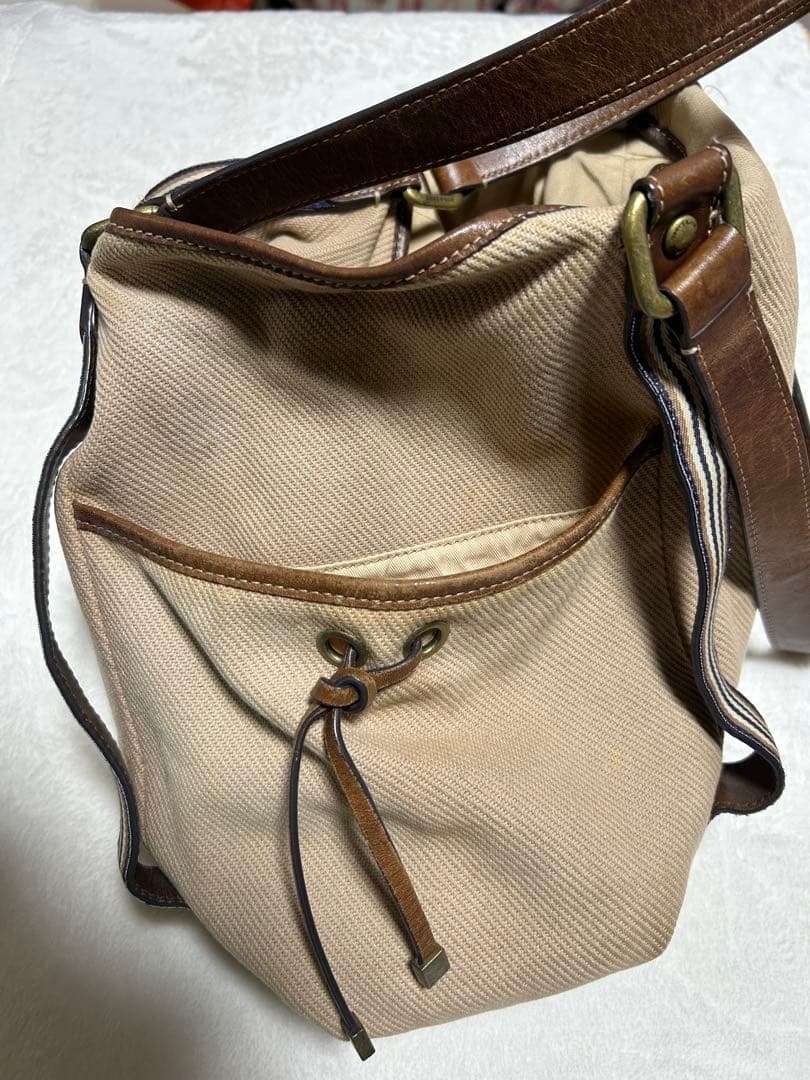 バーバリー ブルーレーベル トートバッグ　ベージュ　キャンバス　牛革