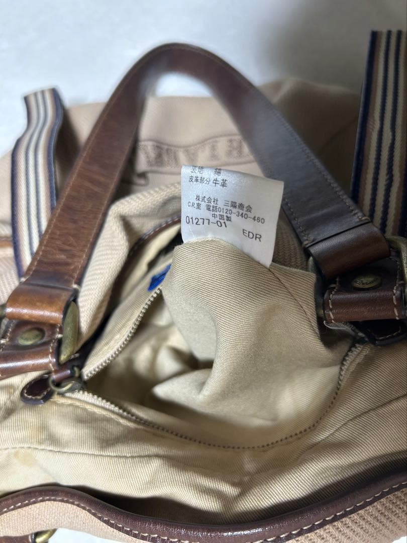 バーバリー ブルーレーベル トートバッグ　ベージュ　キャンバス　牛革