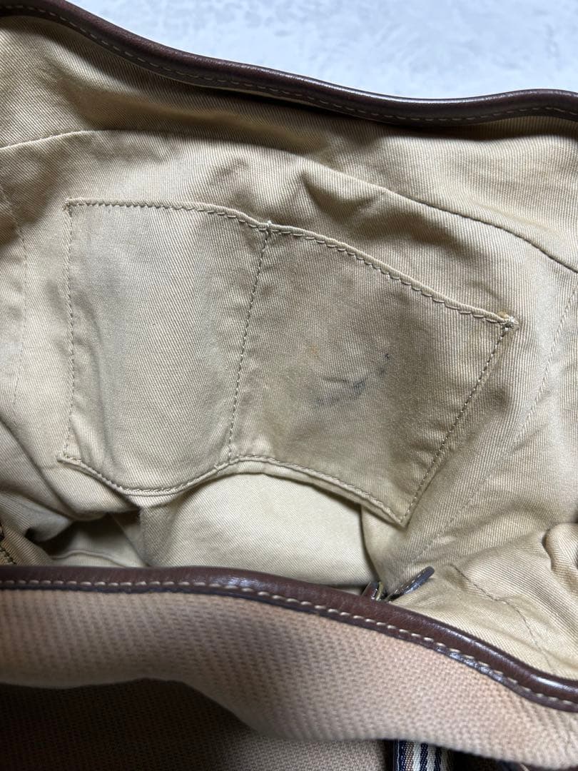 バーバリー ブルーレーベル トートバッグ　ベージュ　キャンバス　牛革