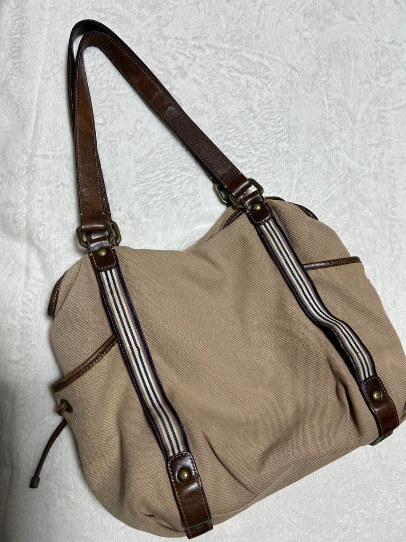 バーバリー ブルーレーベル トートバッグ　ベージュ　キャンバス　牛革