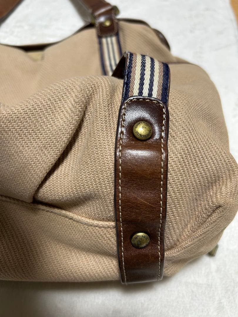 バーバリー ブルーレーベル トートバッグ　ベージュ　キャンバス　牛革