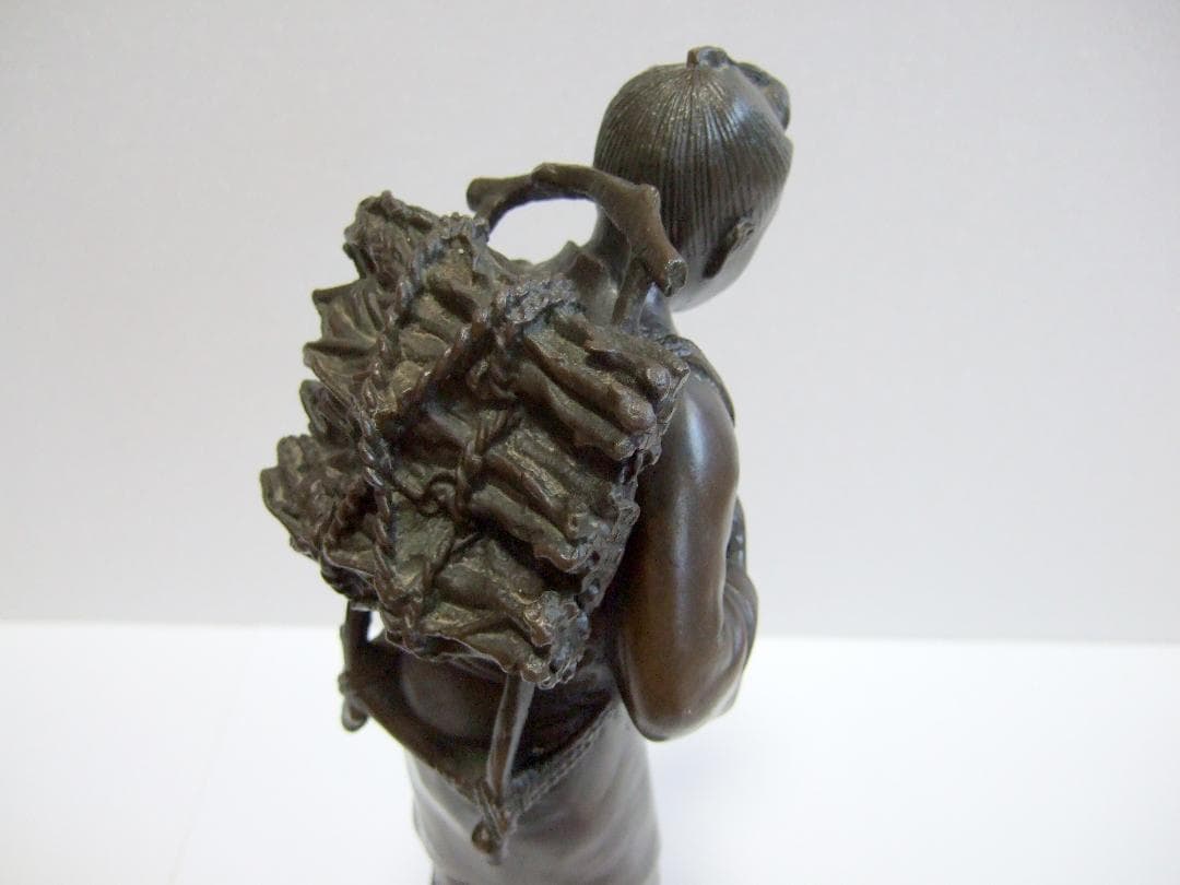 m*す様 二宮金次郎像 銅像 ブロンズ彫刻 置物 銅製 二宮尊徳 / オブジェ