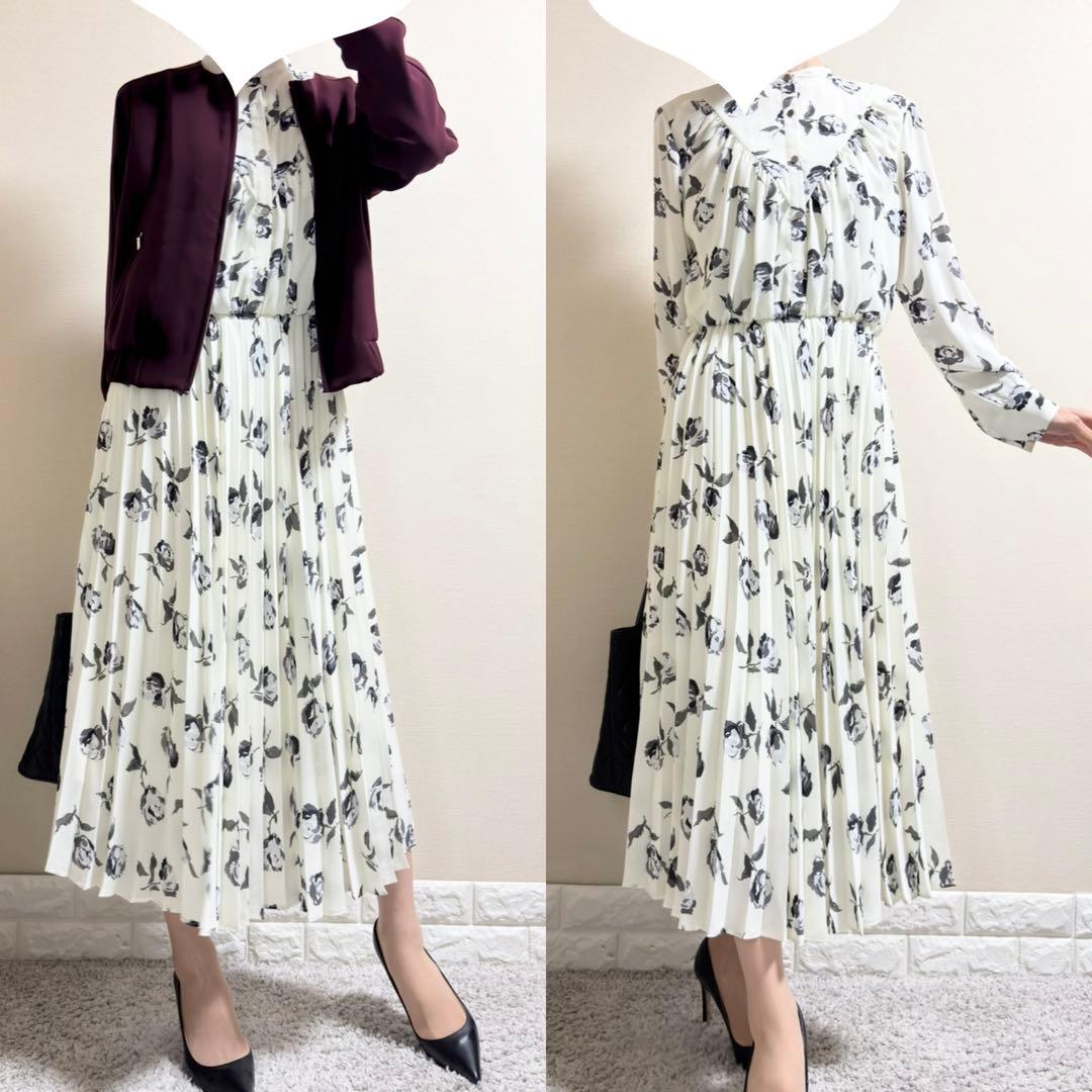 【美品！入学式　セレモニー　ワンピース　M】アンタイトル 花柄　2 アイボリー