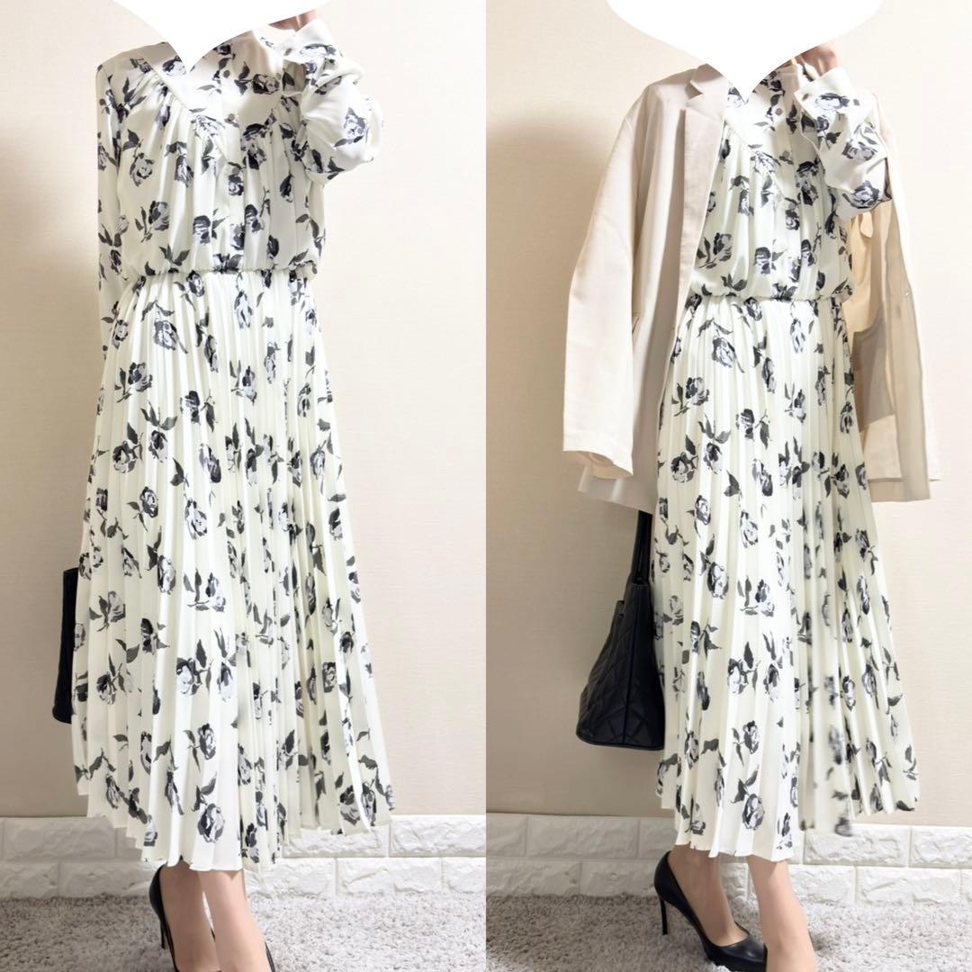 【美品！入学式　セレモニー　ワンピース　M】アンタイトル 花柄　2 アイボリー