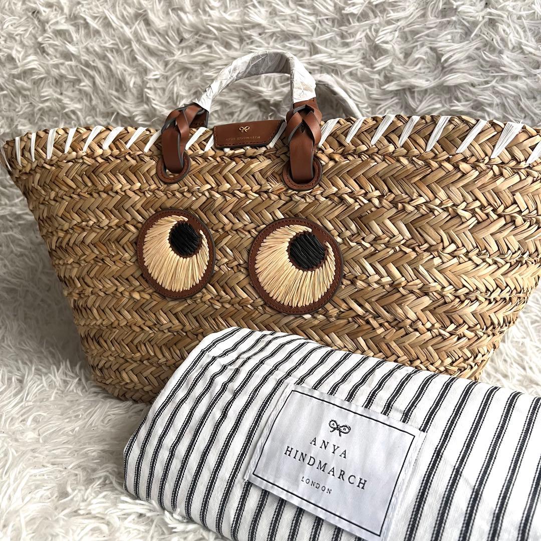 未使用品 アニヤハインドマーチ カゴバッグ アイズ 大容量 ラフィア ラージ