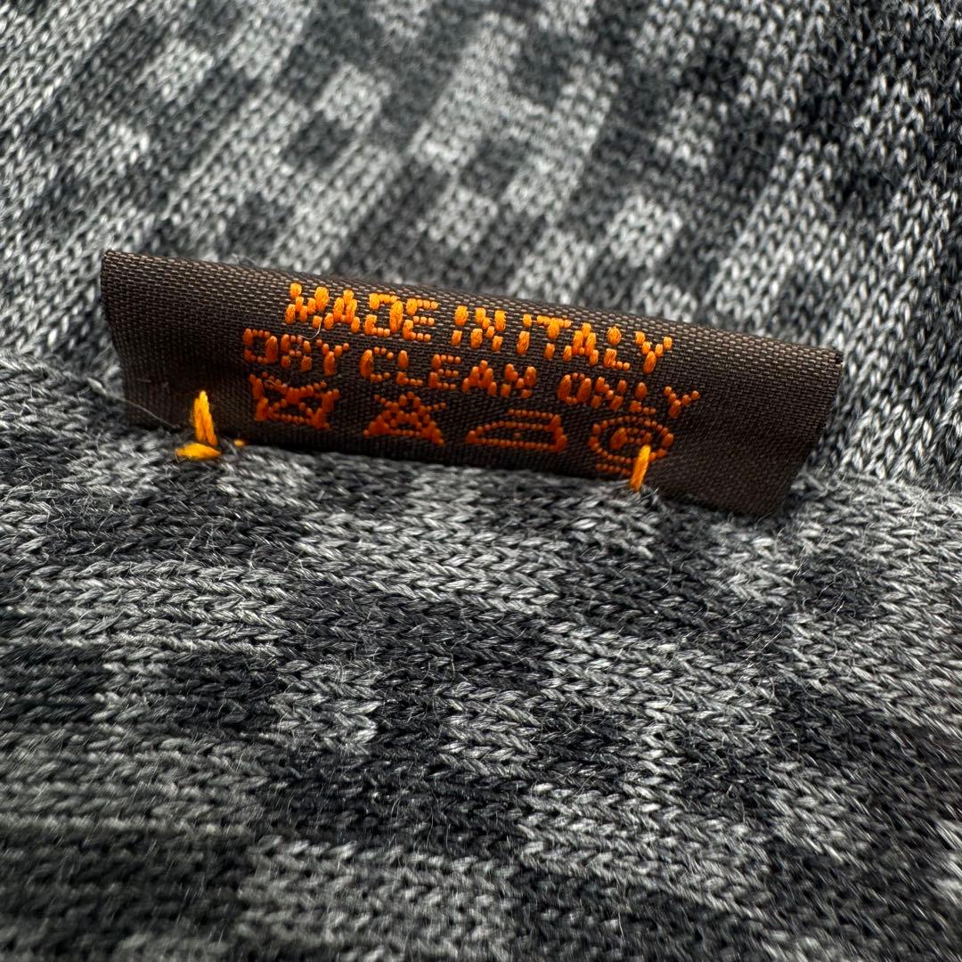 エルメス HERMES マフラー ストール グレー×ブラック ユニセックス 美品