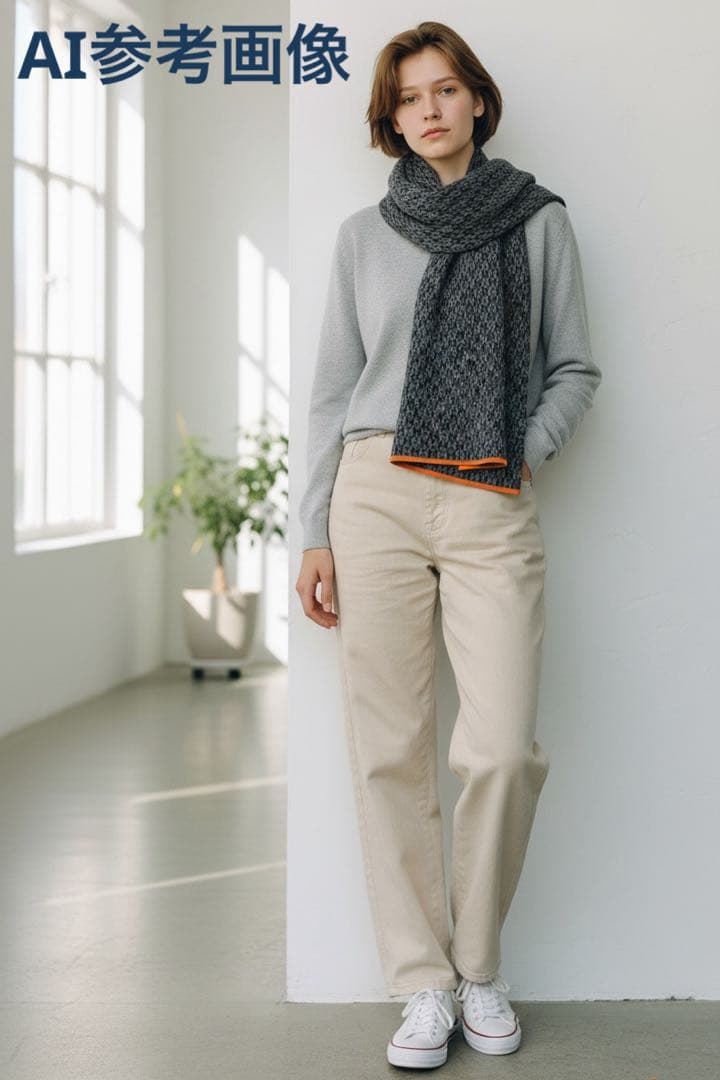 エルメス HERMES マフラー ストール グレー×ブラック ユニセックス 美品