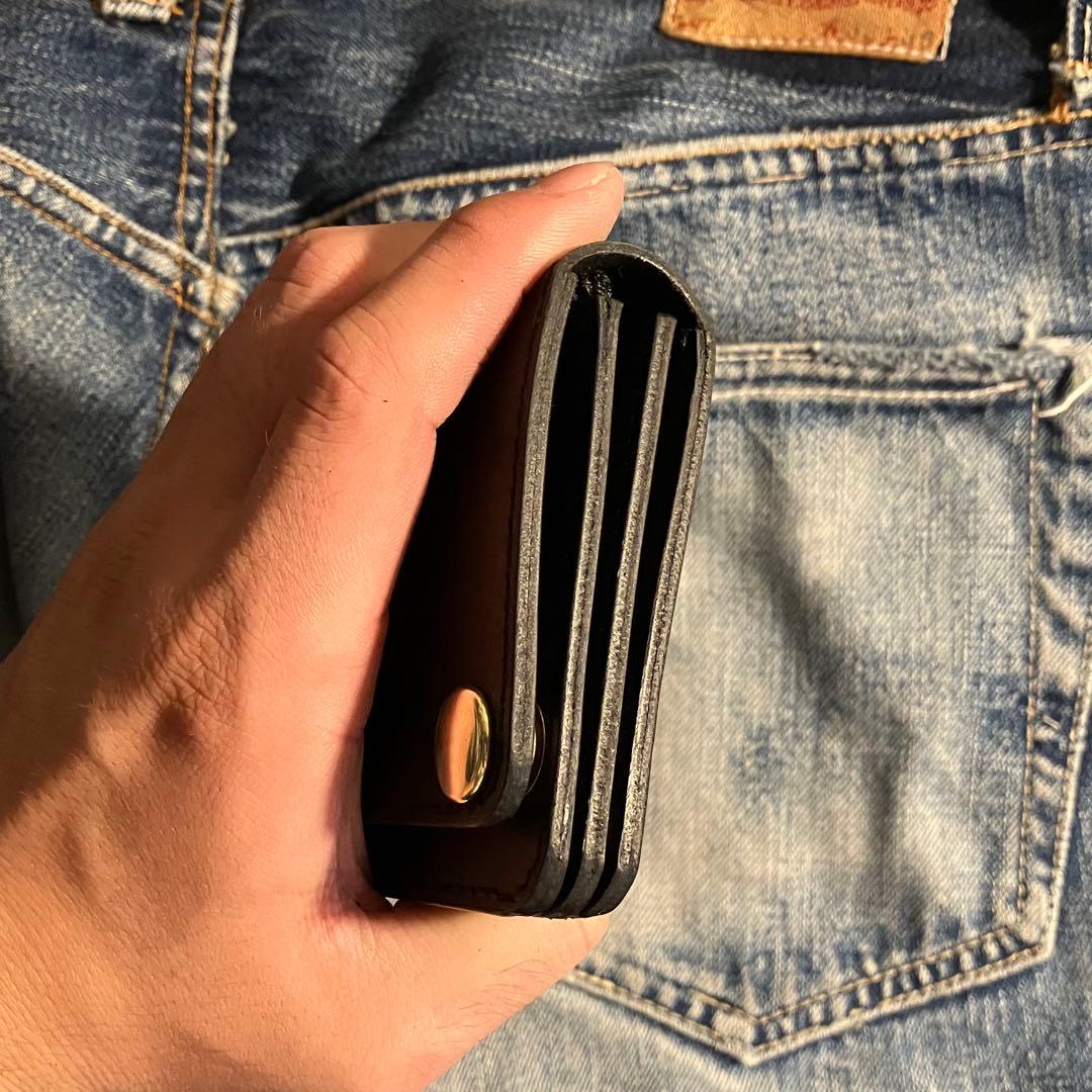 お札が折れない！ミドルトラッカーウォレット 3層 ブラス 栃木レザー