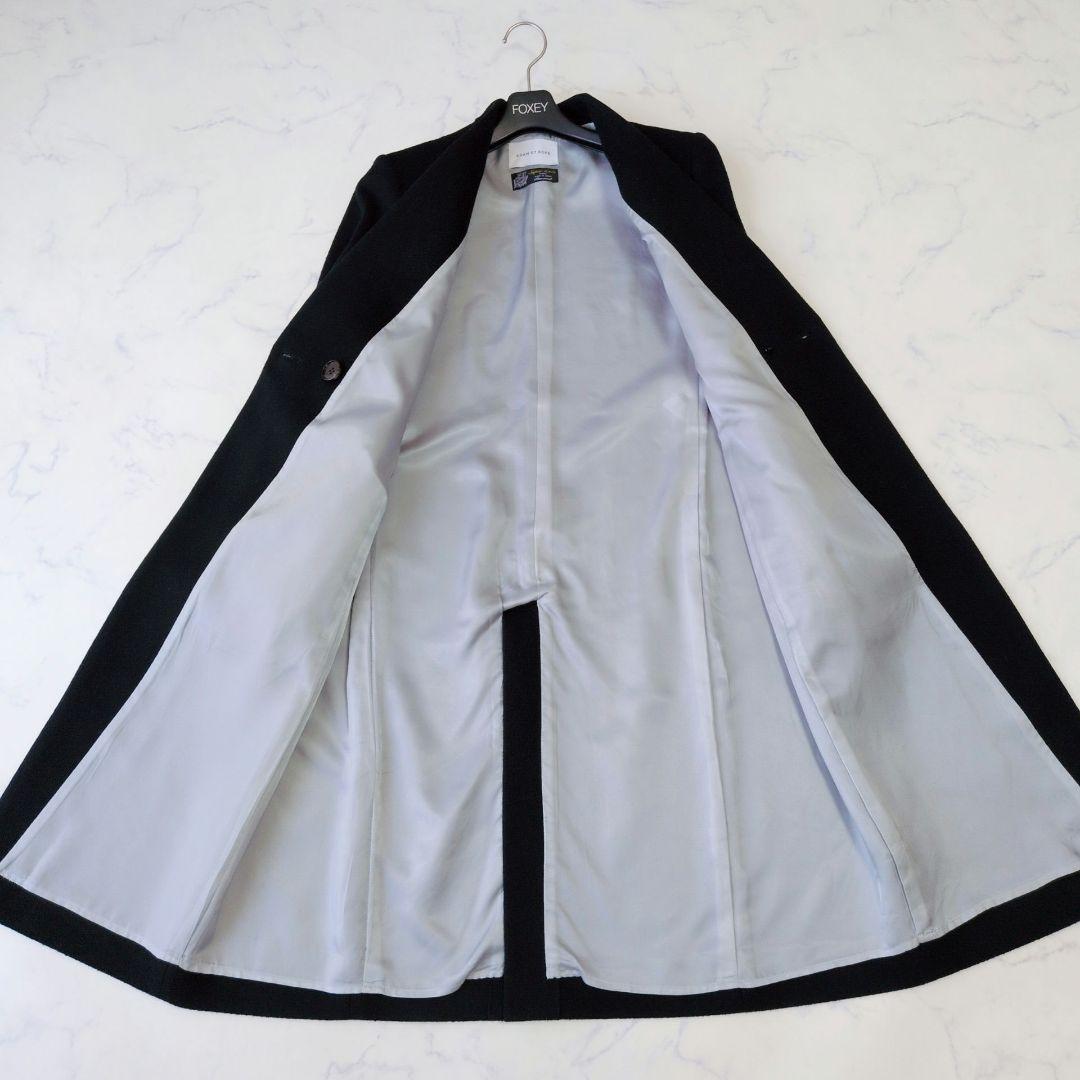 【専用】アダムエロペ ロングコート ウール100% Vネック 黒 36