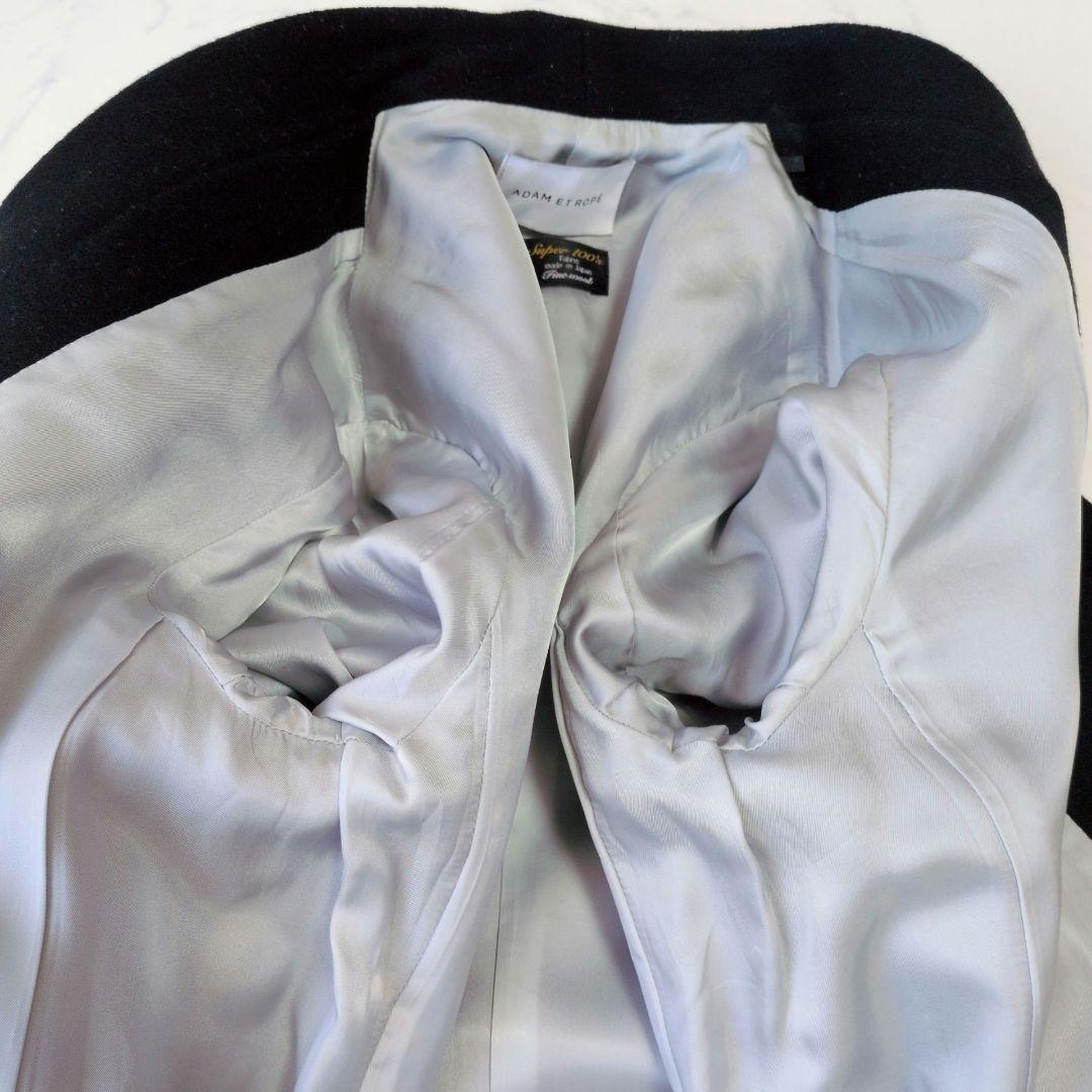 【専用】アダムエロペ ロングコート ウール100% Vネック 黒 36