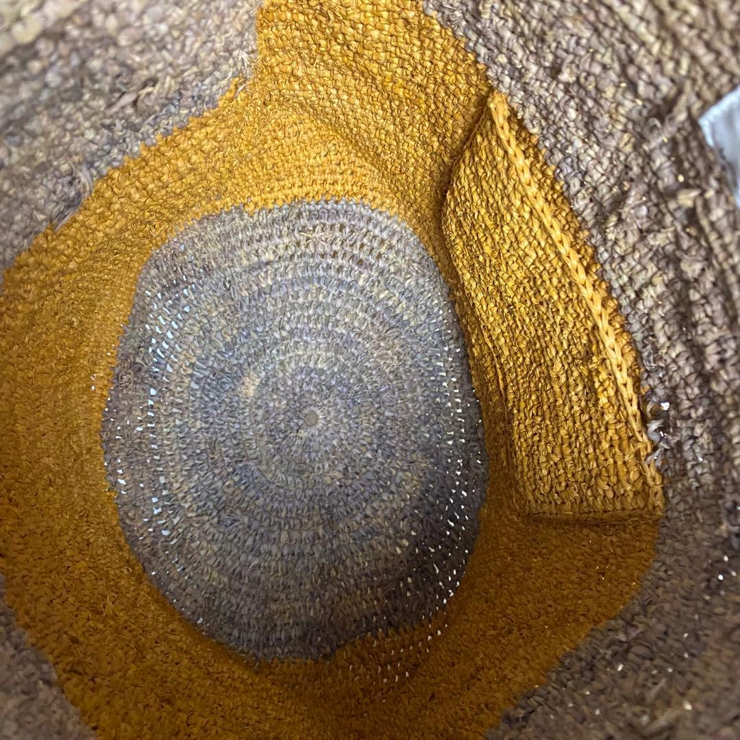 ヘレンカミンスキー　かごバッグ　ラフィア　リーフ金具　バイカラー