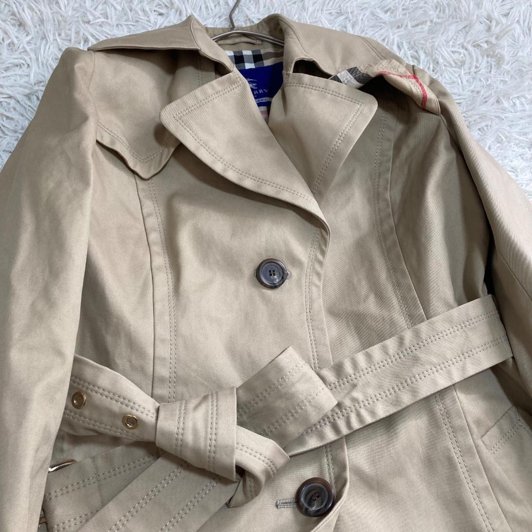 17156✨バーバリーブルーレーベル 40 ノバチェック トレンチコート ベルト