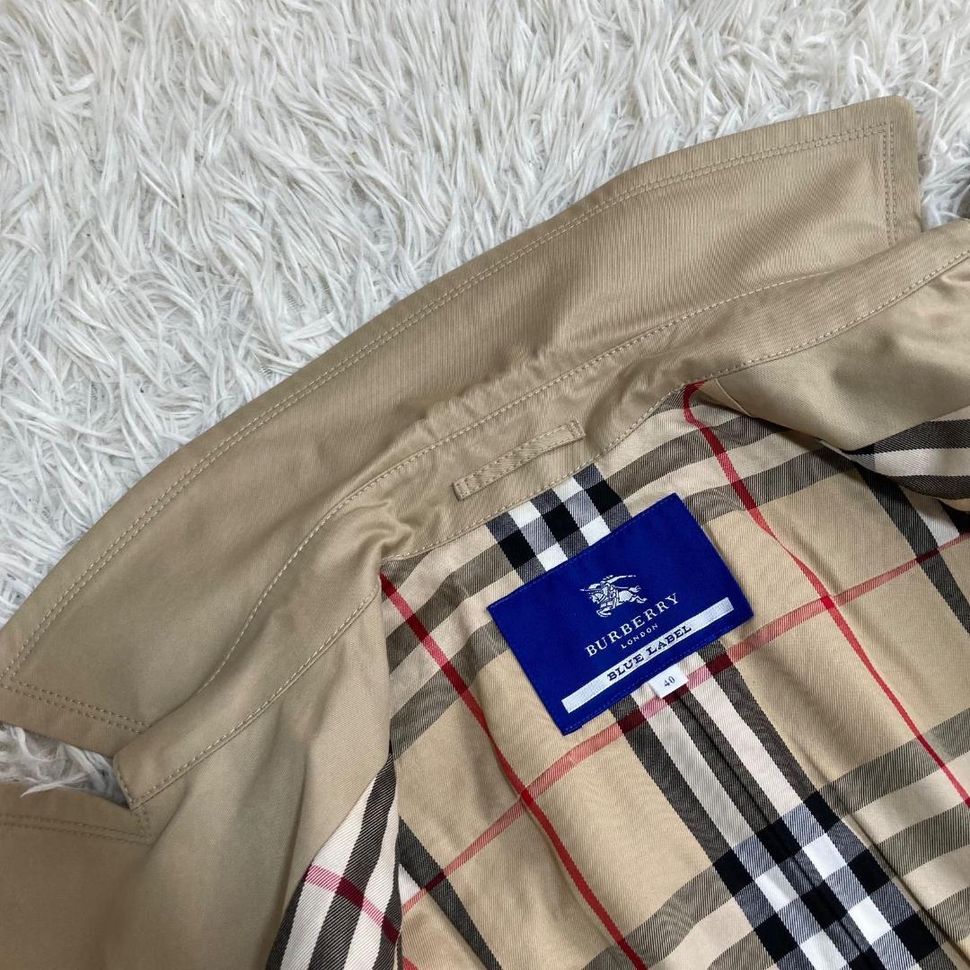 17156✨バーバリーブルーレーベル 40 ノバチェック トレンチコート ベルト