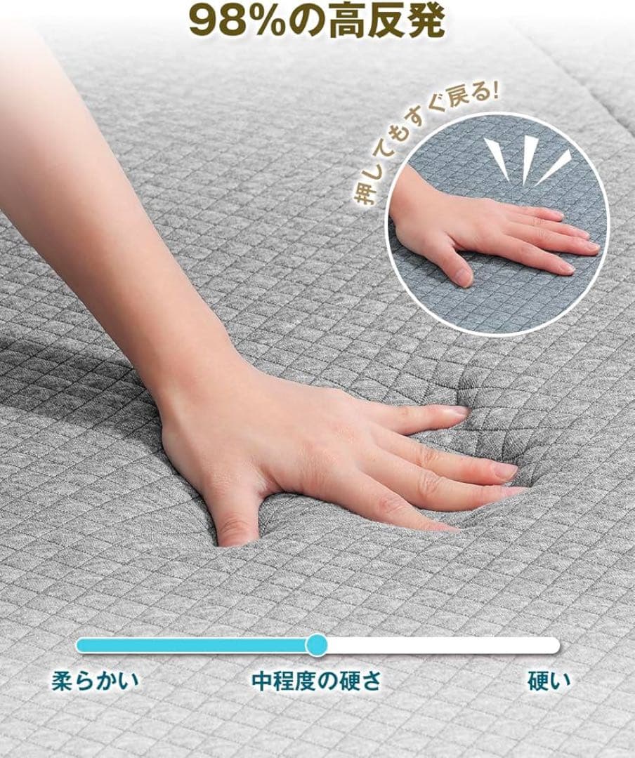 【訳あり‼️】折りたたみマットレス 厚さ10cm高反発 硬め190N 密度36D