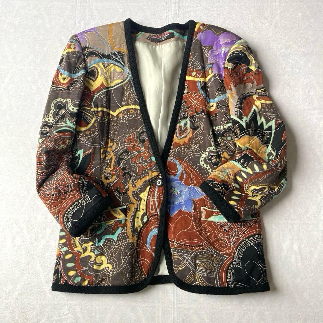 レオナール ジャケット 刺繍 ペイズリー ウール 11号 シルク ヴィンテージ