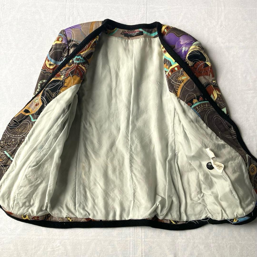 レオナール ジャケット 刺繍 ペイズリー ウール 11号 シルク ヴィンテージ