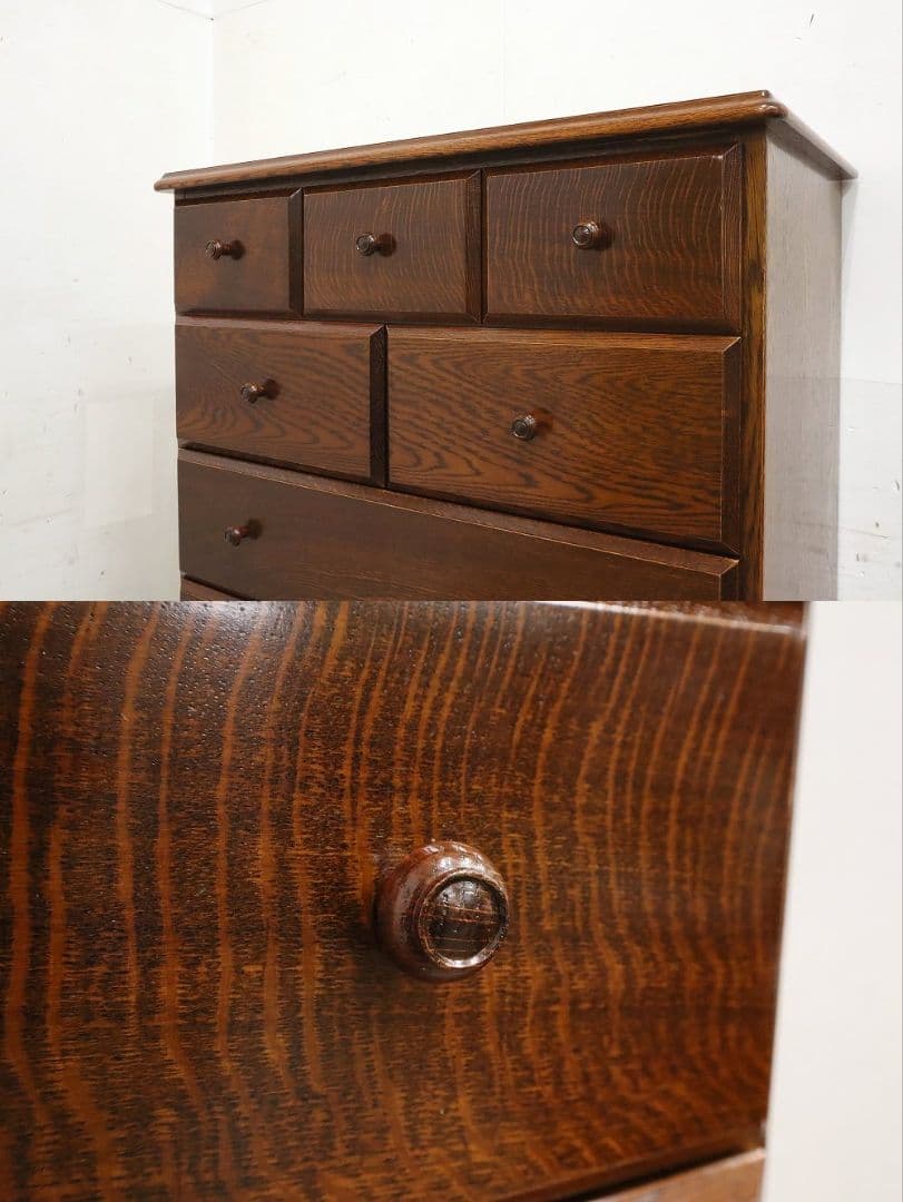 一*球様 高級 三越家具【ブルージュ】オーク材6段チェスト・整理タンス