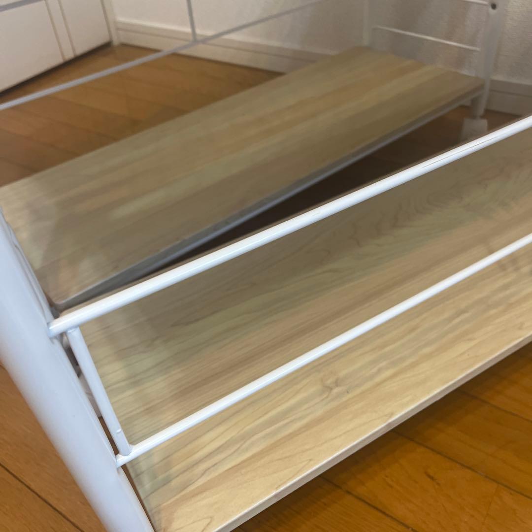 YAMAZEN ホワイト ストレージラック 2段 キャスター付き　天板木製