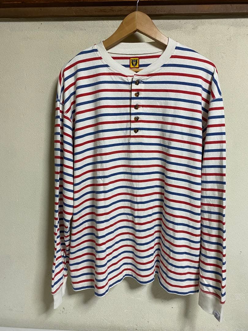 保管品 HUMAN MADE ボーダーカットソー ロンT Lサイズ ハートボタン