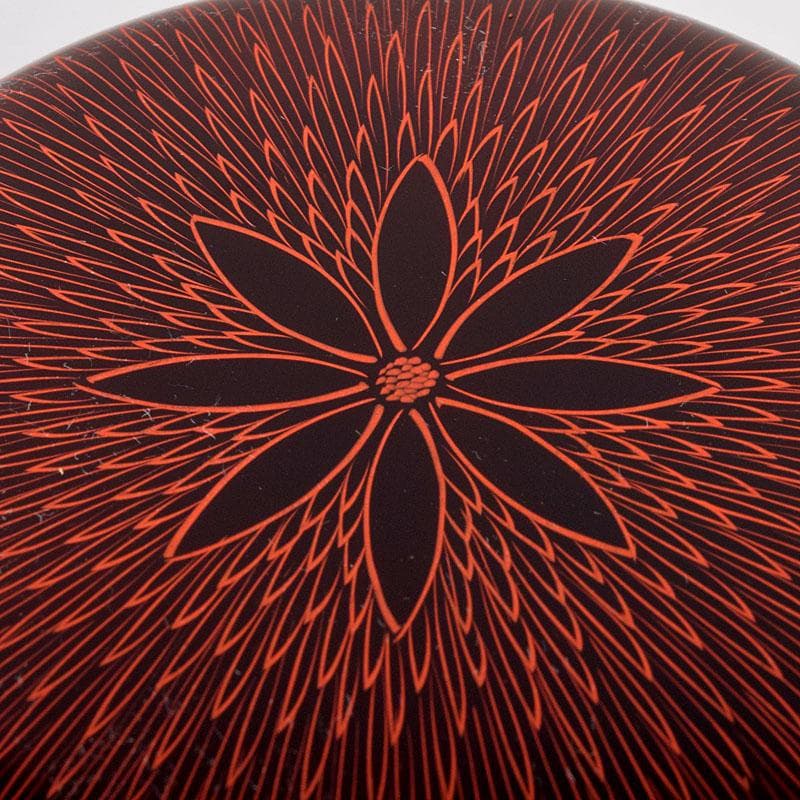 茶道具　中村湖彩作　朱菊毛彫　平棗　共布共箱　V　8641