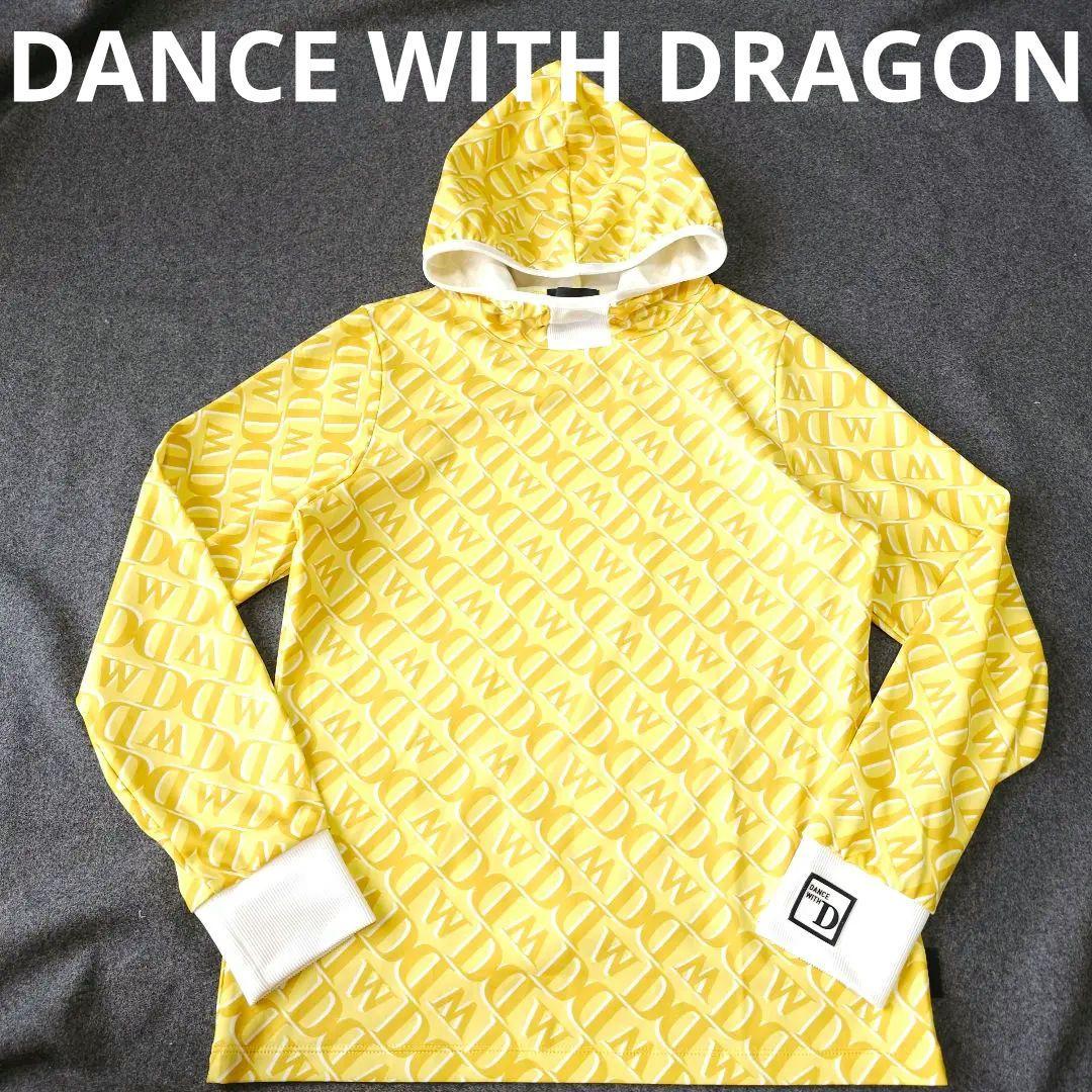 【ダンスウィズドラゴン】人気ラバーロゴ×ロゴネーム総柄 長袖ゴルフパーカーM