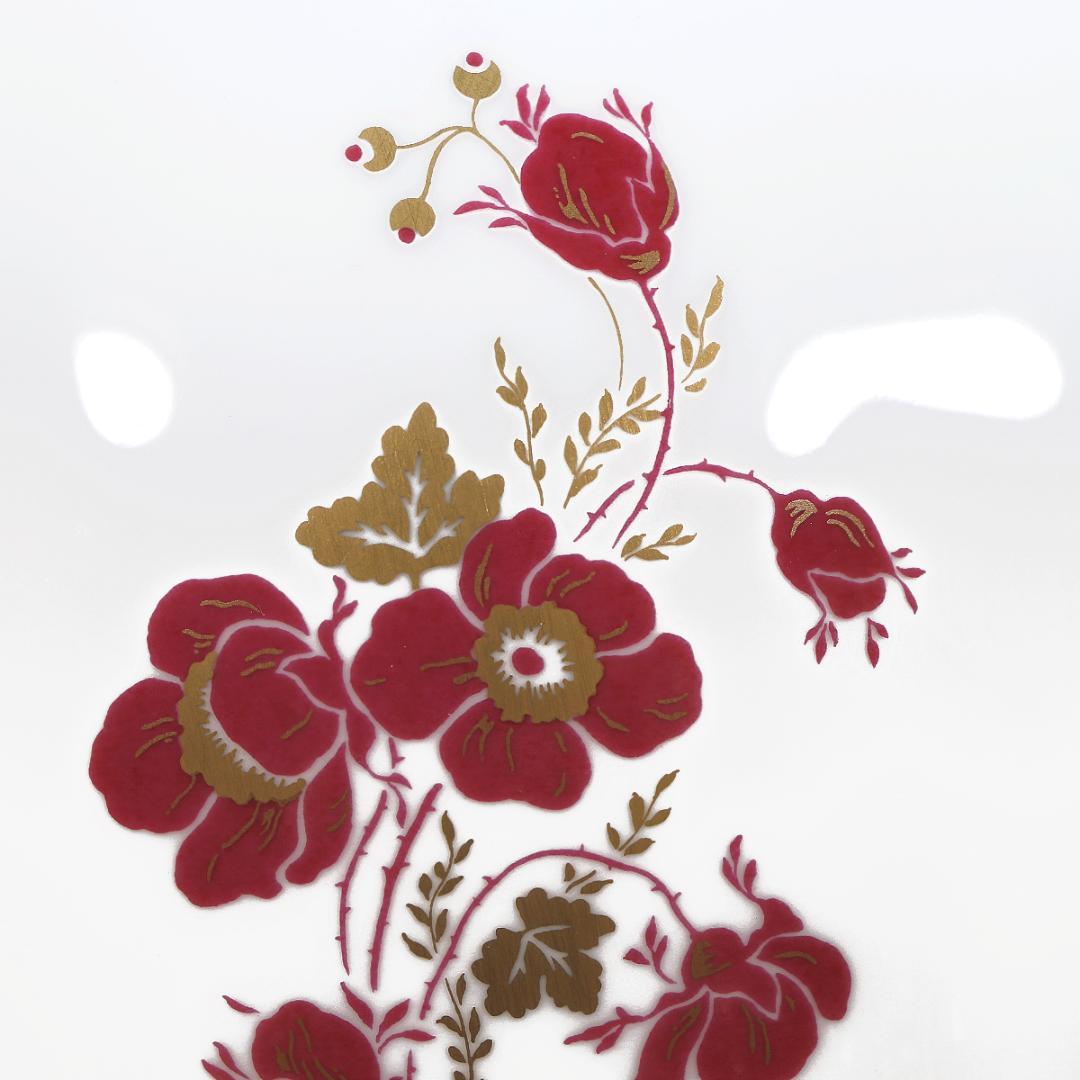 ★大倉陶園 大花瓶 35.5cm 金彩と赤い花 フラワーベース 陶磁器 陶器 壷