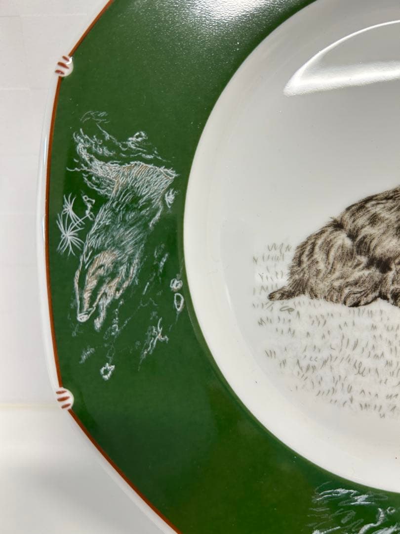 【未使用】エルメス絵皿　犬柄テリア 八角プレート