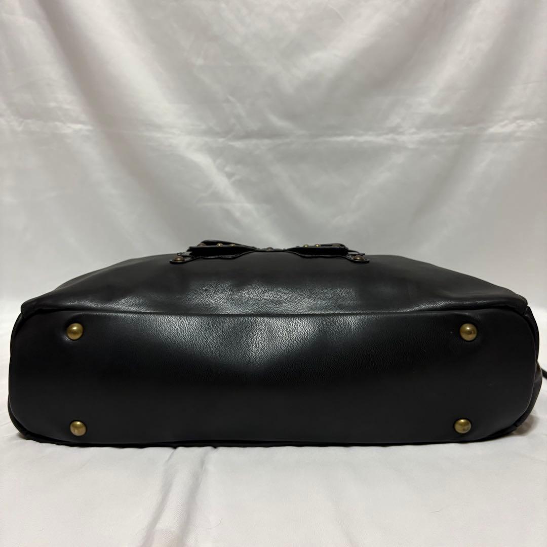 【希少】アナスイ ロッティ バタフライ スタッズ ブラック レザー トートバッグ