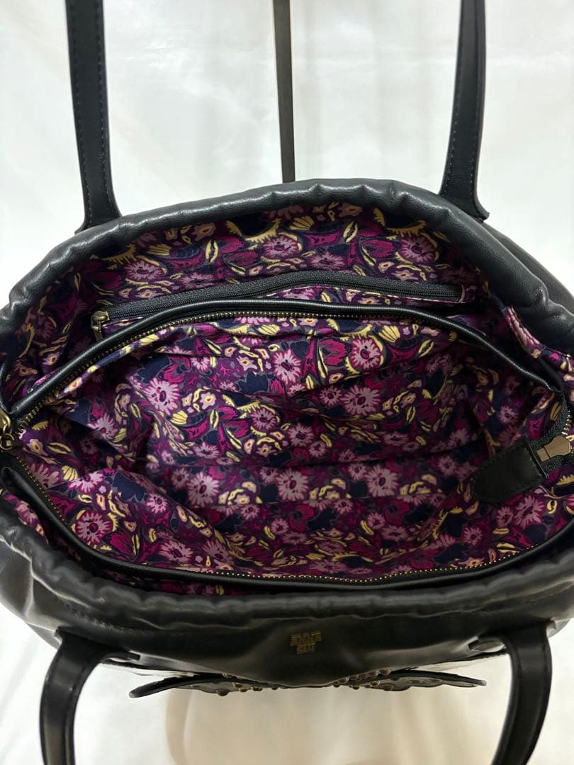 【希少】アナスイ ロッティ バタフライ スタッズ ブラック レザー トートバッグ