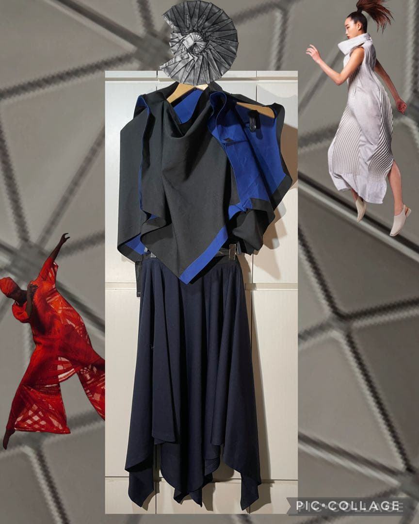 イッセイミヤケ 1325 スカート ネイビー ISSEY MIYAKE