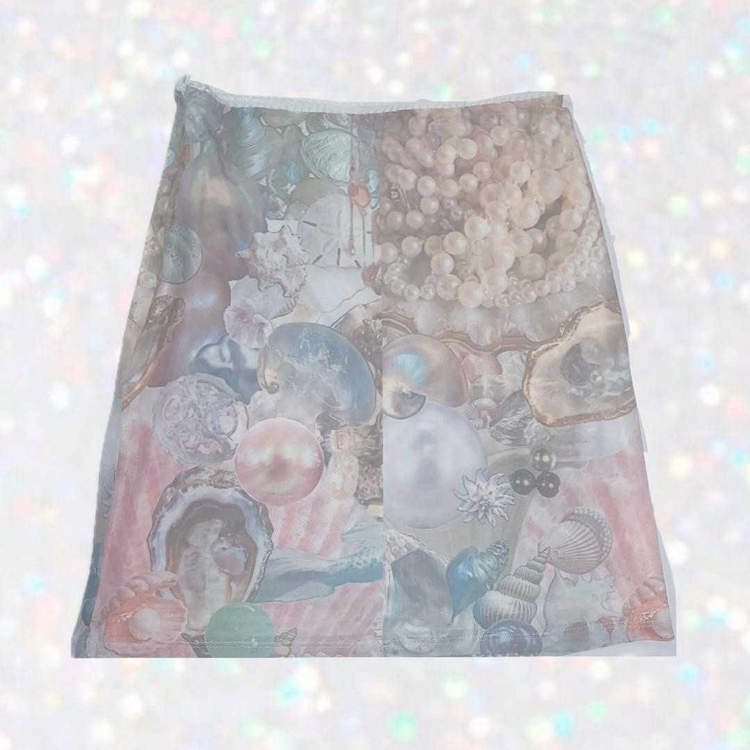 新品　パール　シアー　ミニスカート　セカンドスキン　パワーネット　マーメイドコア
