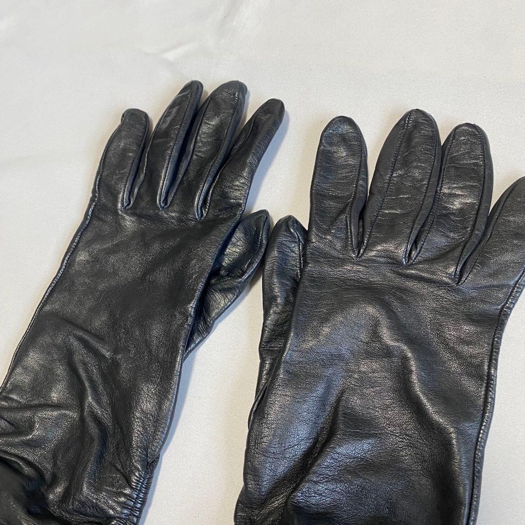 小物 COACH Leather Long Gloves Black