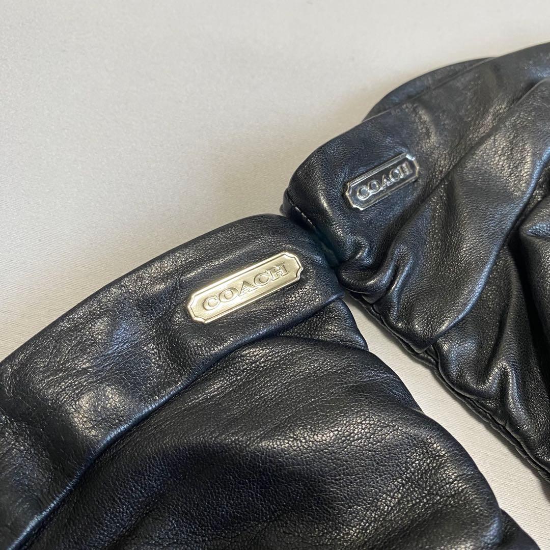 小物 COACH Leather Long Gloves Black