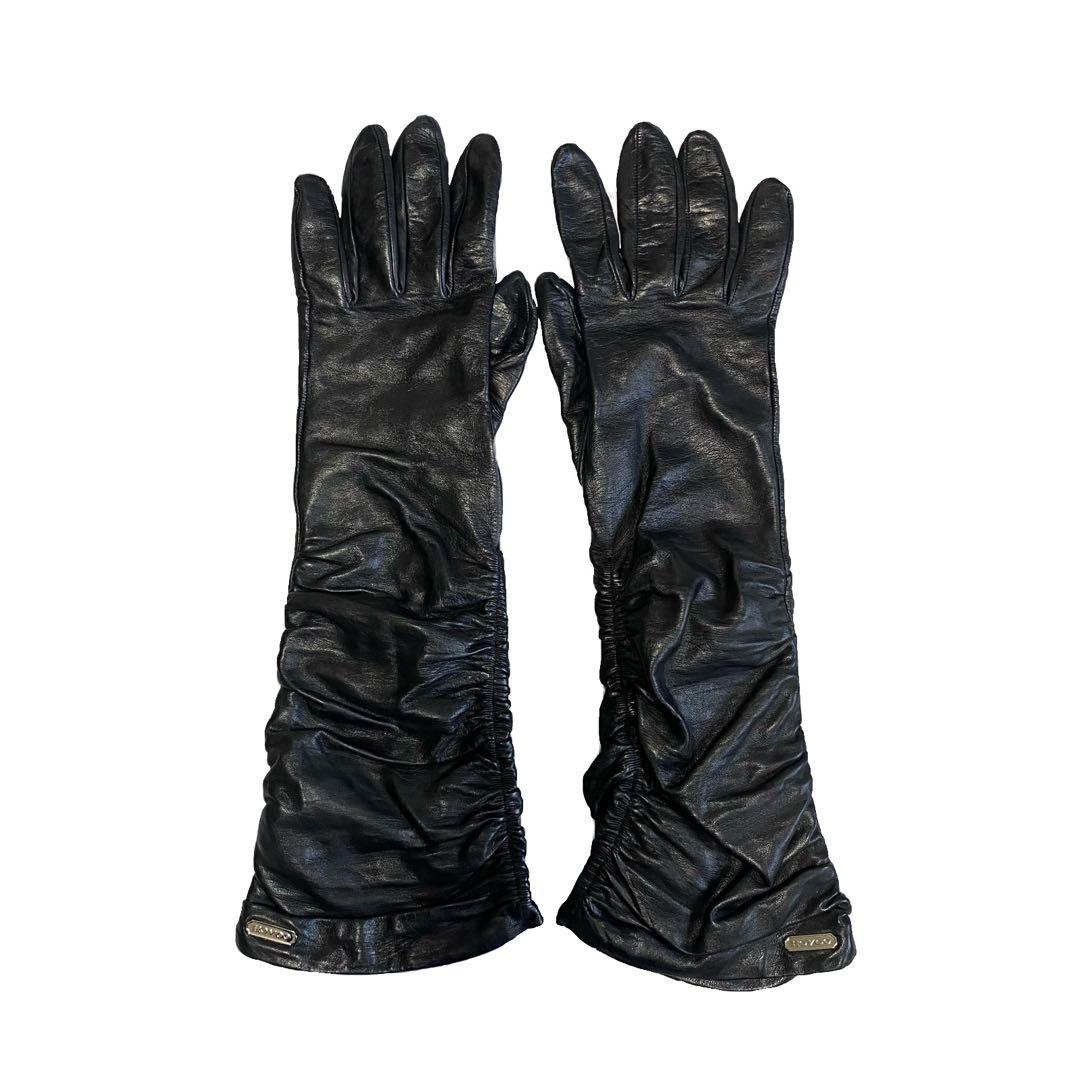 小物 COACH Leather Long Gloves Black