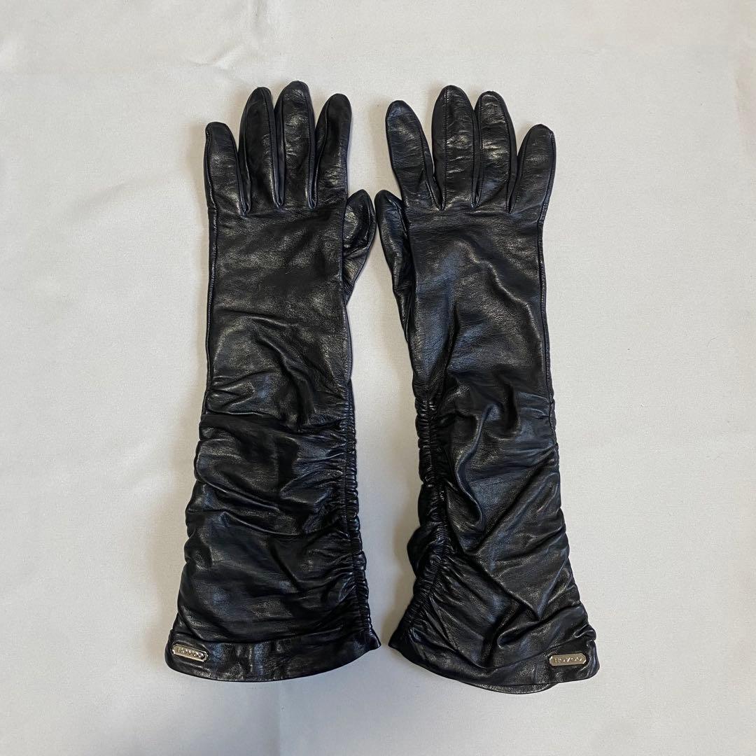 小物 COACH Leather Long Gloves Black