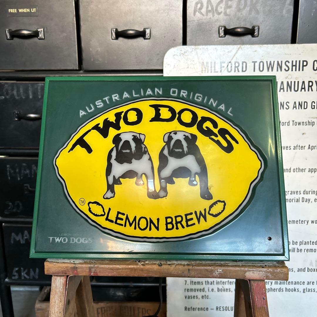 TWO DOGS ヴィンテージ ネオン看板 人感センサー付き 蚤の市 ライト