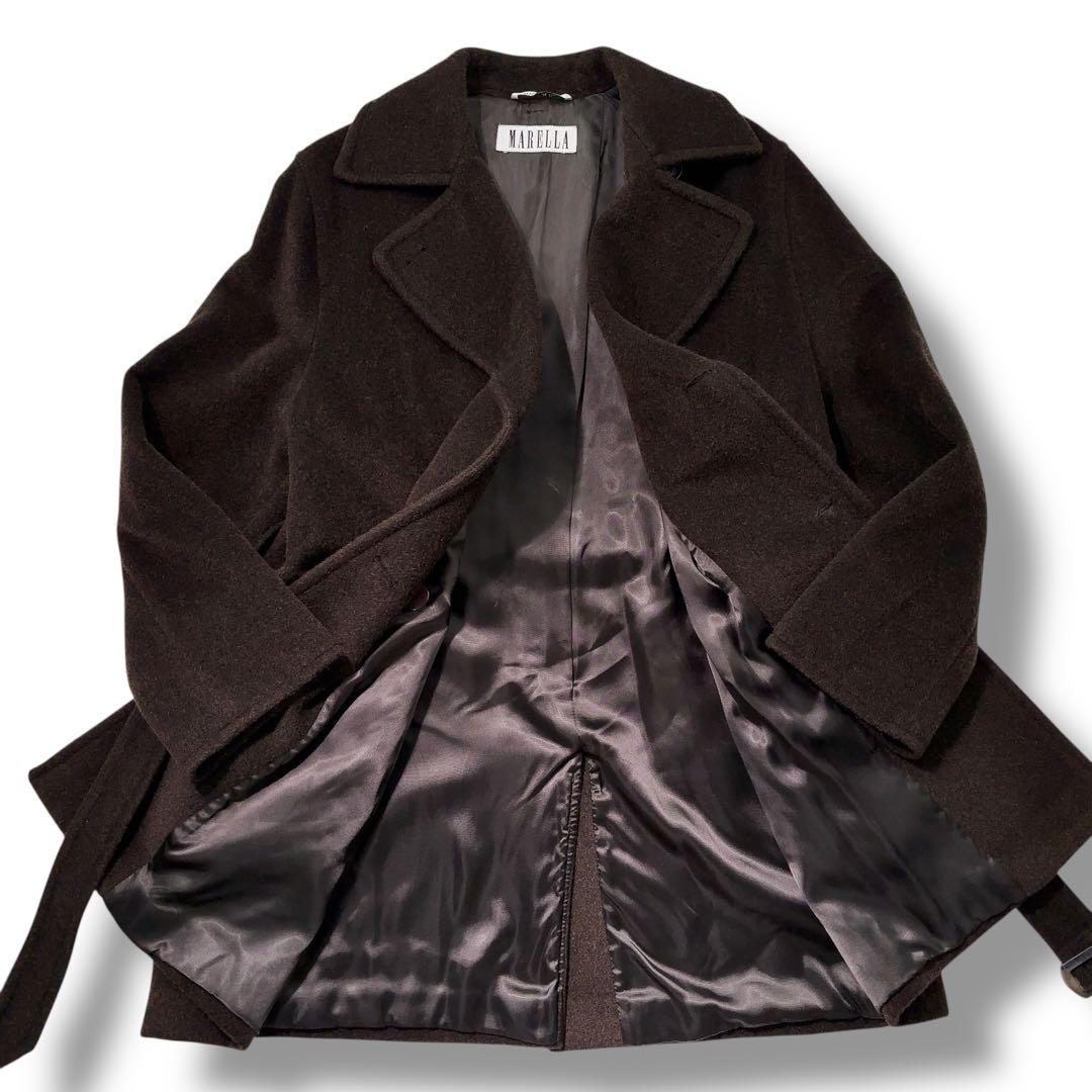 極美品】MARELLA　マレーラ モヘヤ コート ダブル 42 XL ベルト