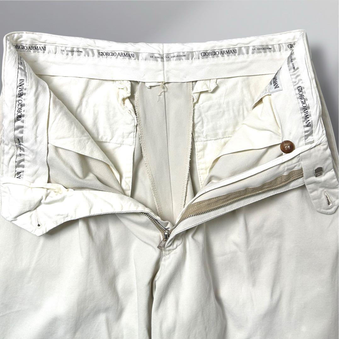 90's'GIORGIO ARMANI 2タック　ワイドチノパン　 アイボリー