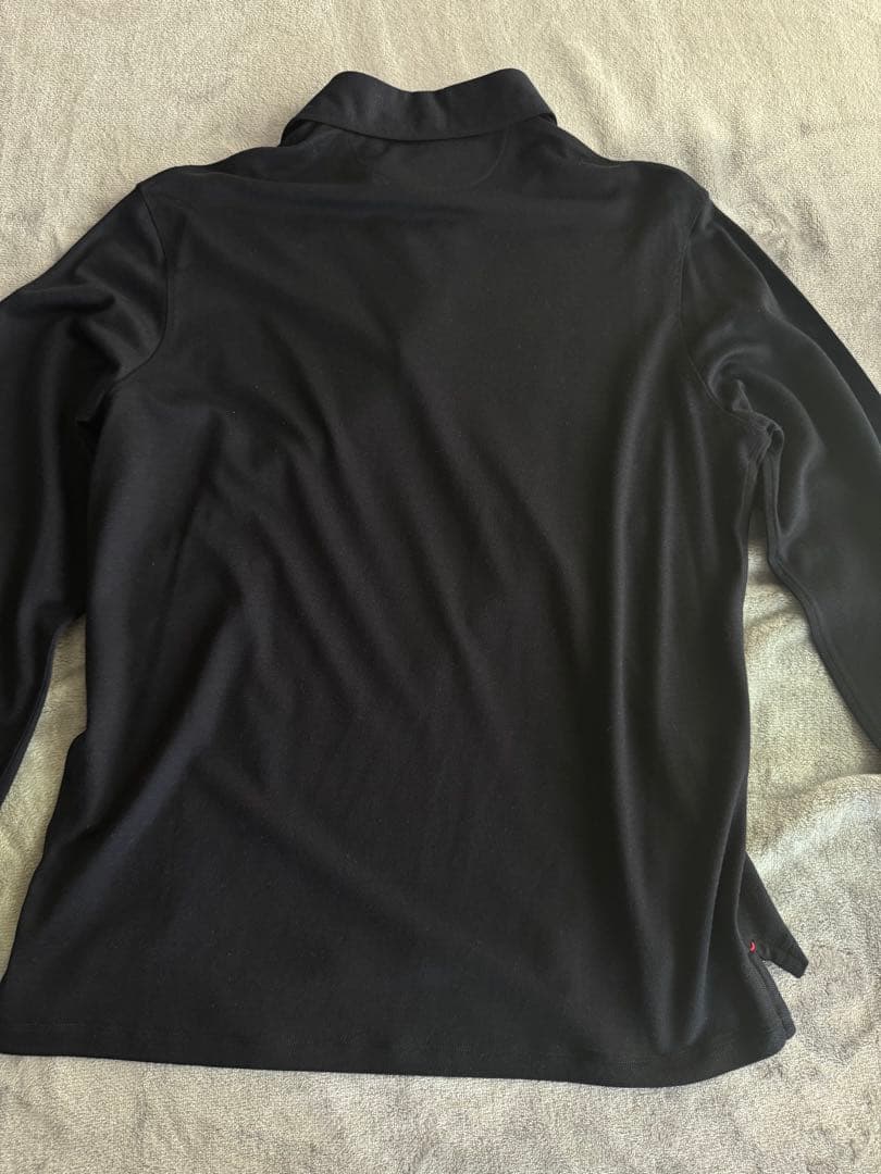 イザイア　ネイビー　ウール素材　長袖ポロシャツ　M