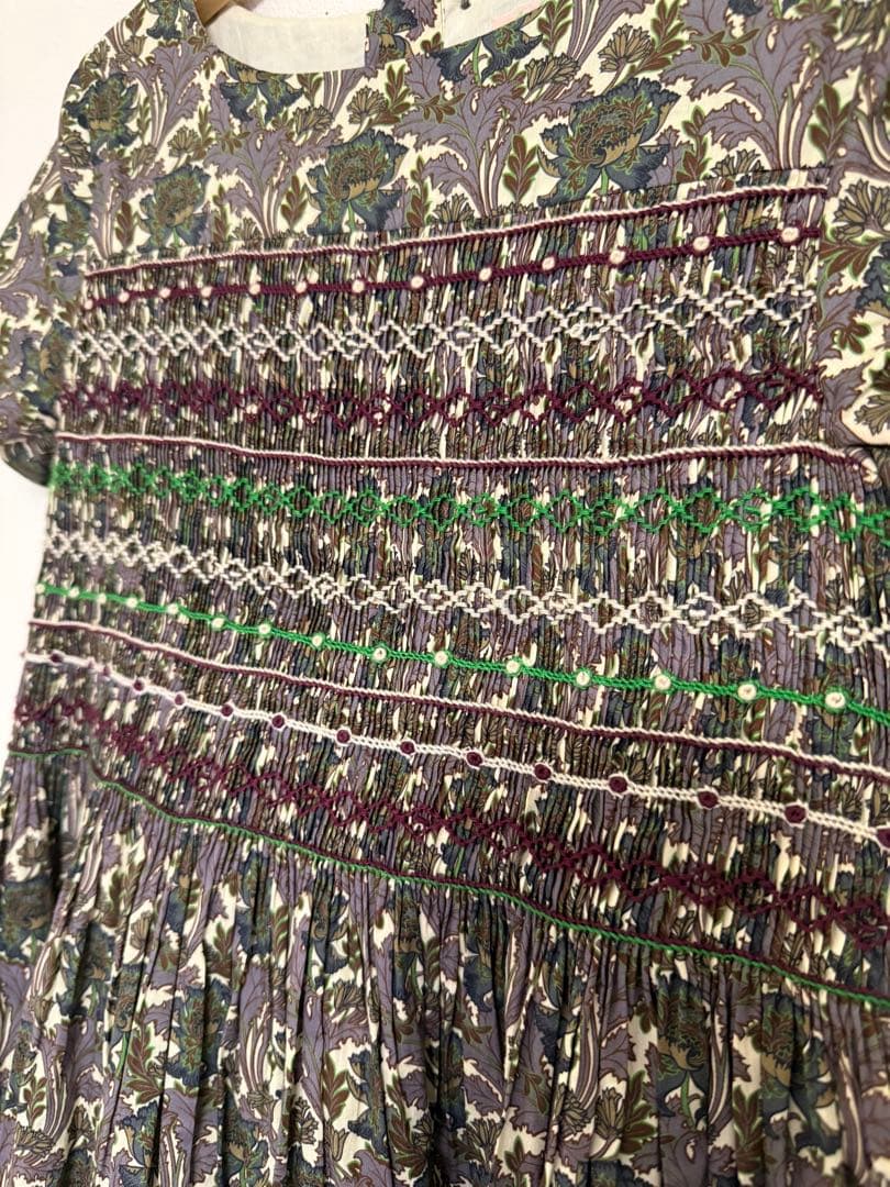 ボンポワンBonpoint12a スモッキング ワンピース デュセス リバティ